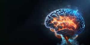brain on fire, exploding brain, degenerative cognitive disease concept like parkinson's, alzheimer's, dementia, ms multiple sclerosis, brain power treatment