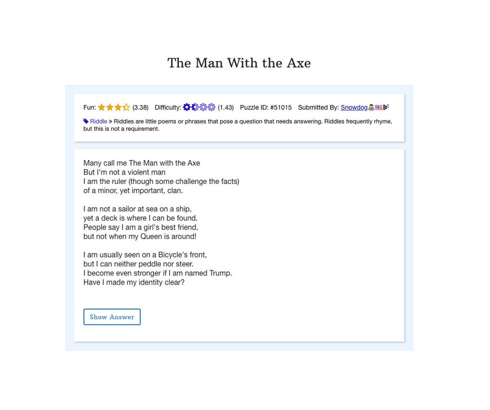 viral brain teasers - The Max With the Axe