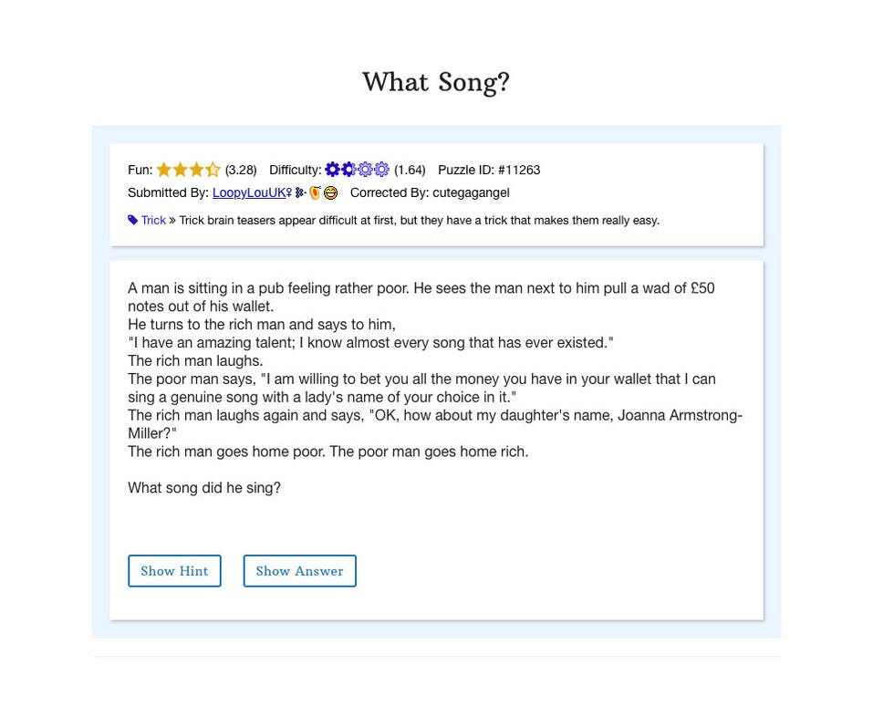 viral brain teasers - What Song