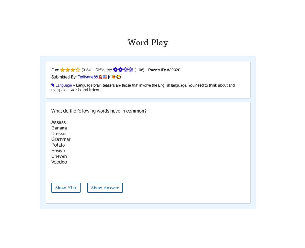 viral brain teasers - Word Play