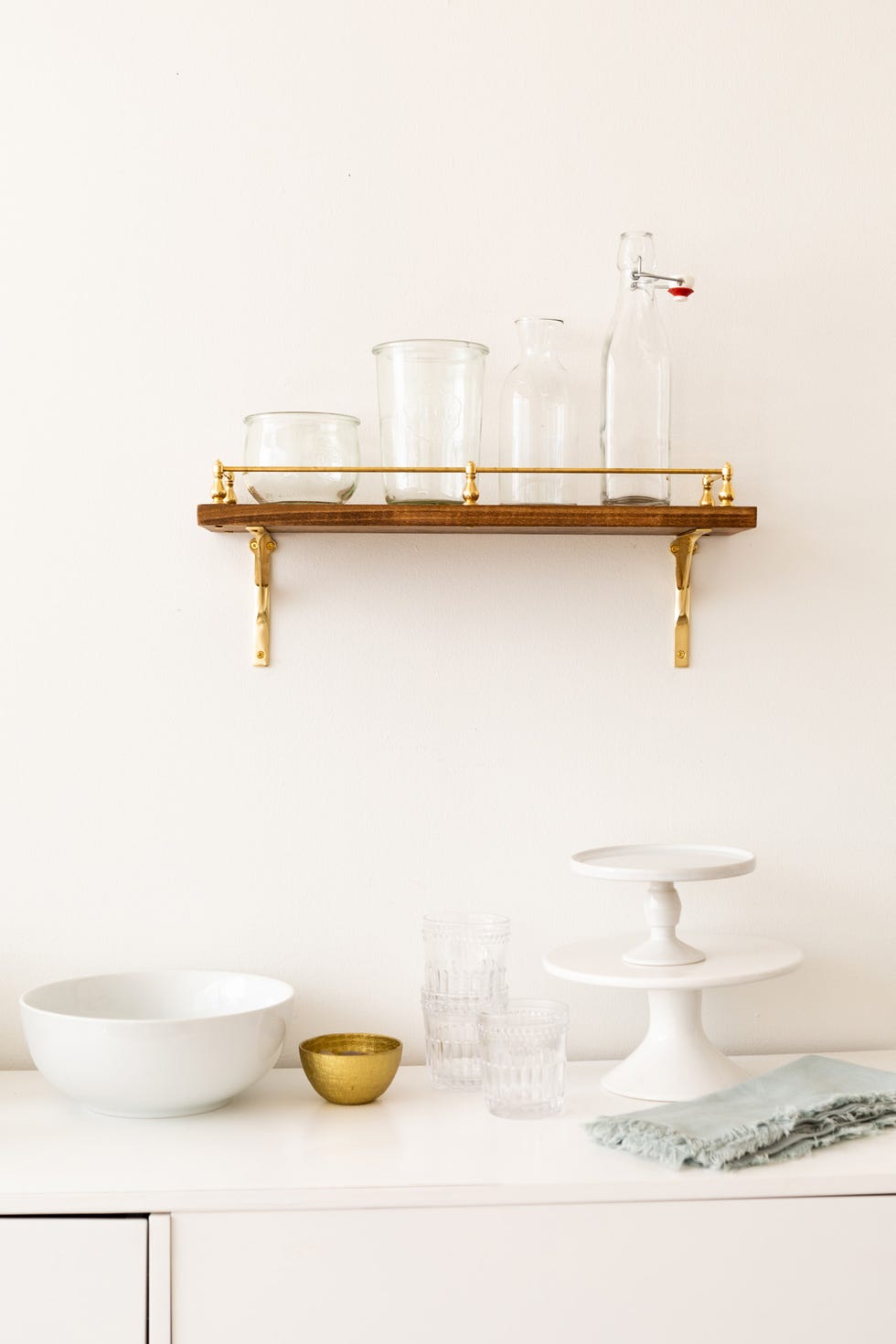brass rail shelf