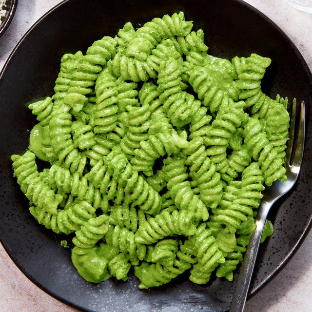 Brat Pasta green pasta named and styled after charli xcx's brat album cover