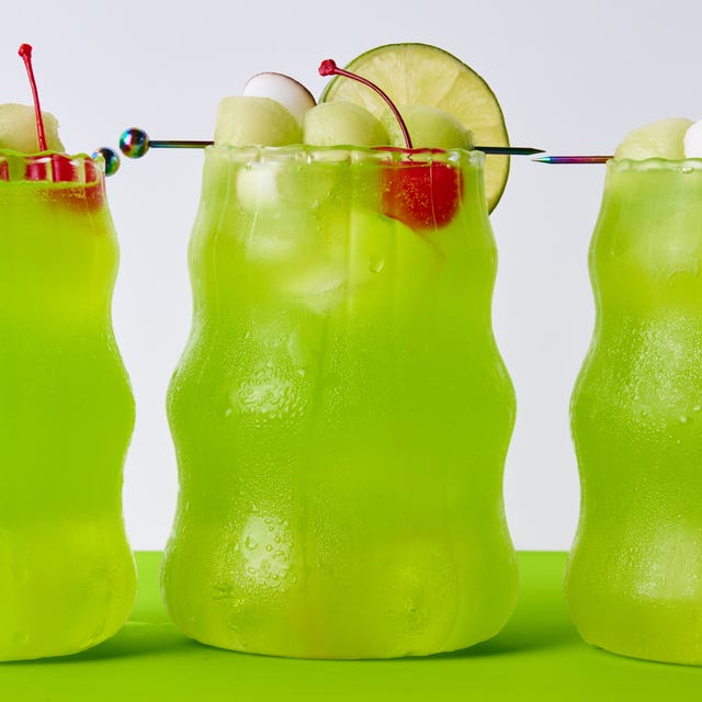 Brat Sour sour cocktail styled after charli xcx's brat album cover