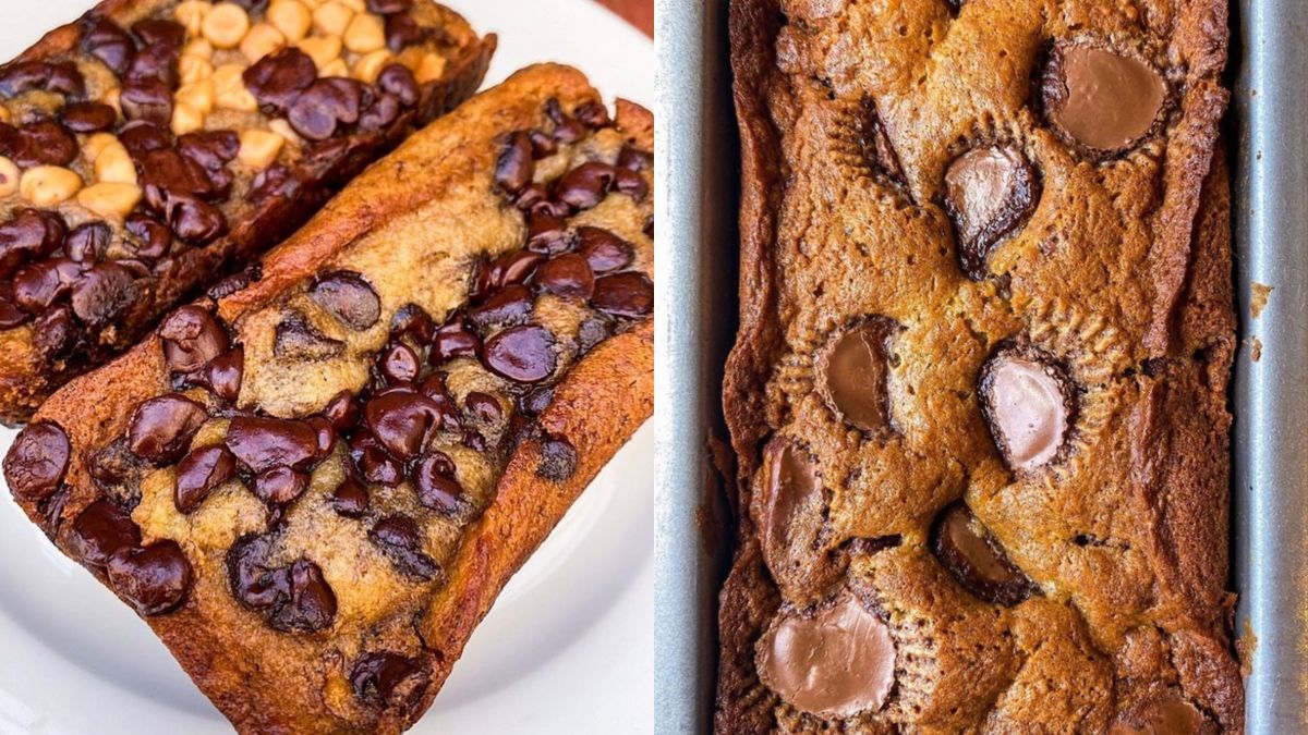 banana bread with chocolate chips, peanut butter chips, and reeses