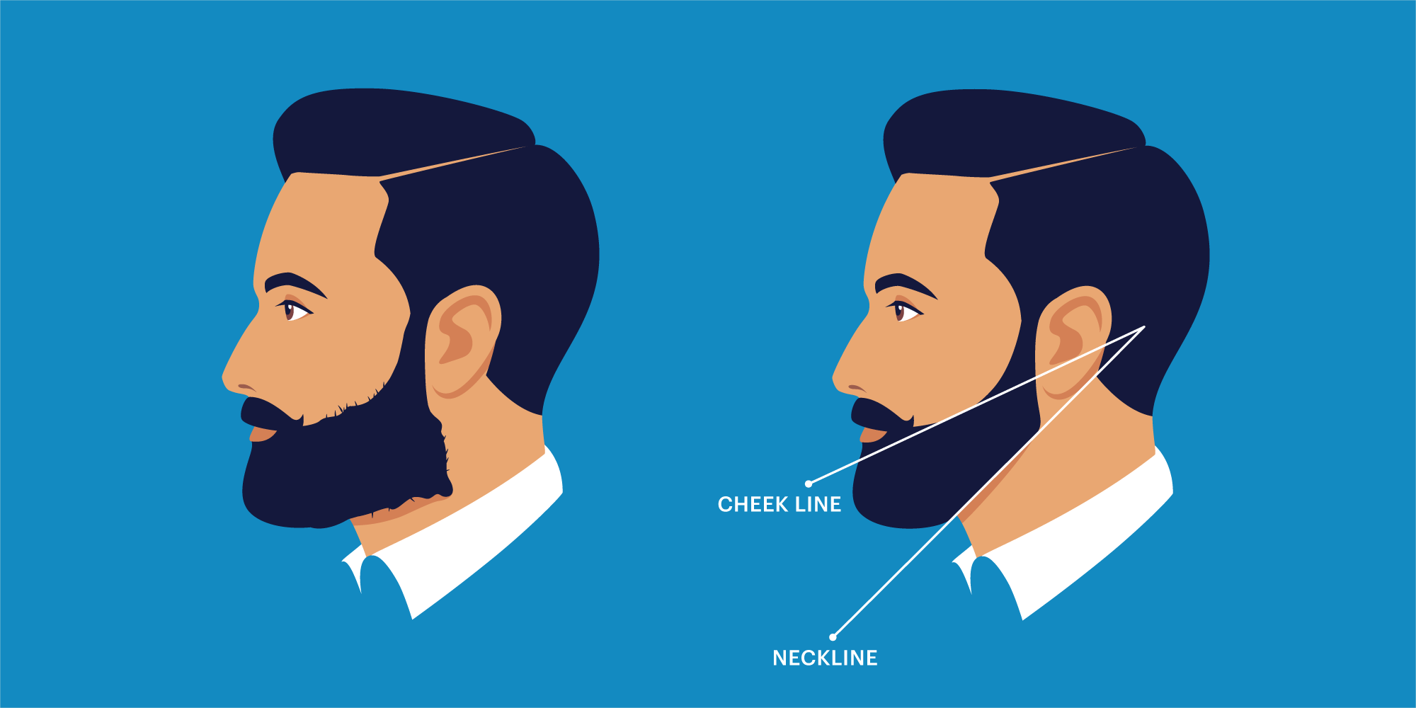 Premium Vector | Man hairstyles and hirecut with beard mustache in face.  illustration