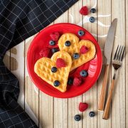 heart waffles on plate