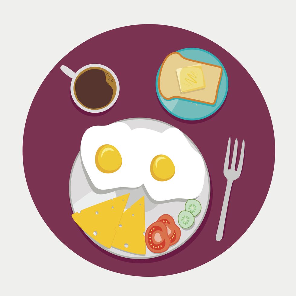 breakfast icons flat set with coffee time