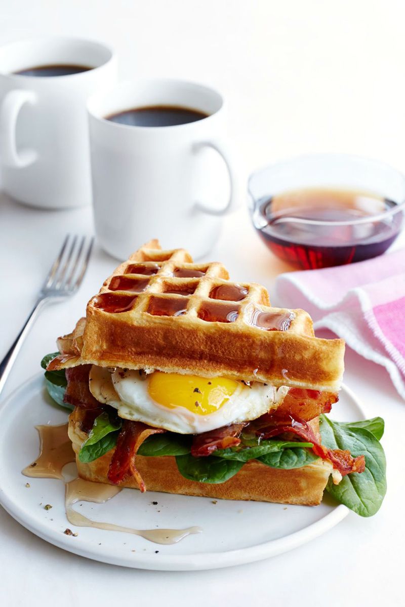 breakfast ideas with eggs waffle sandwich