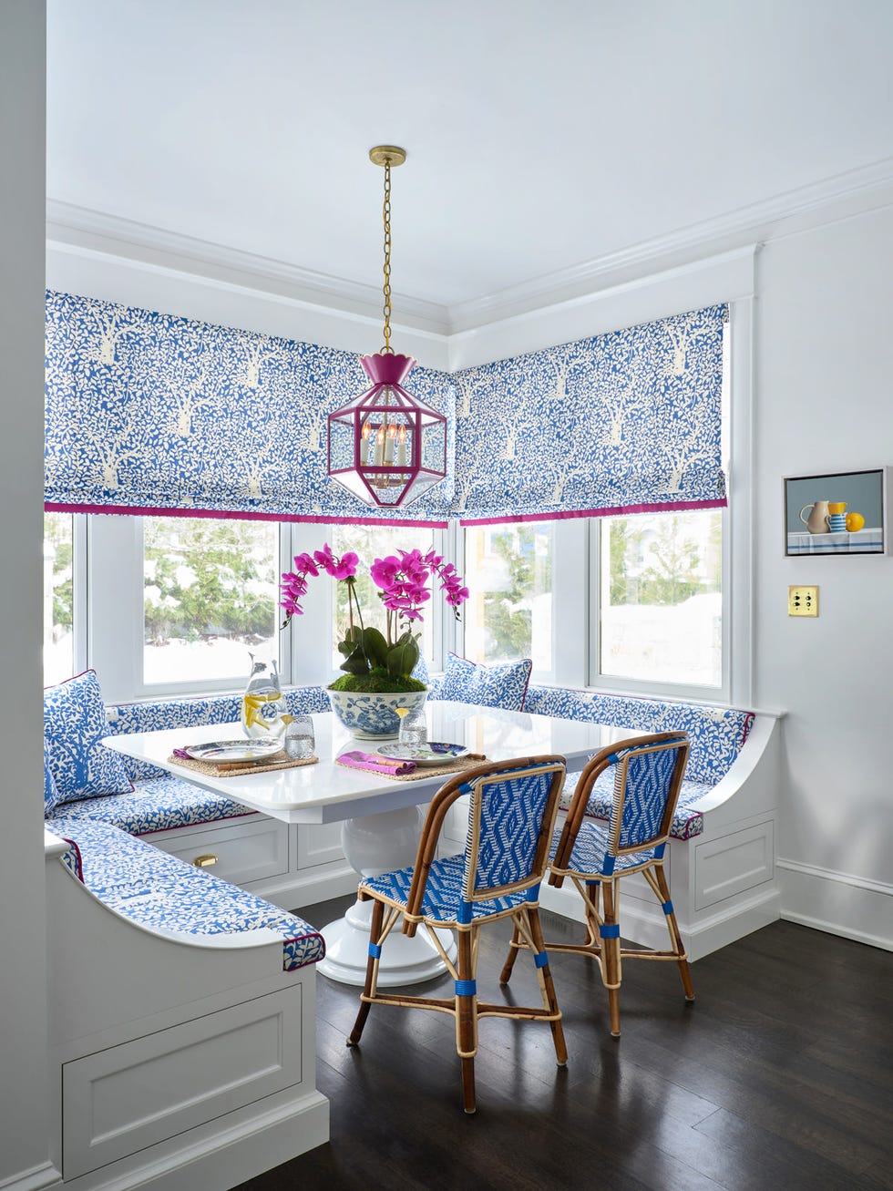 Room, White, Interior design, Blue, Furniture, Dining room, Property, Yellow, House, Home, 