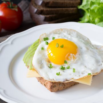 breakfast toast with egg, avocado and cheese