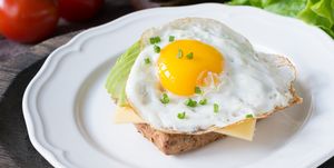 breakfast toast with egg, avocado and cheese