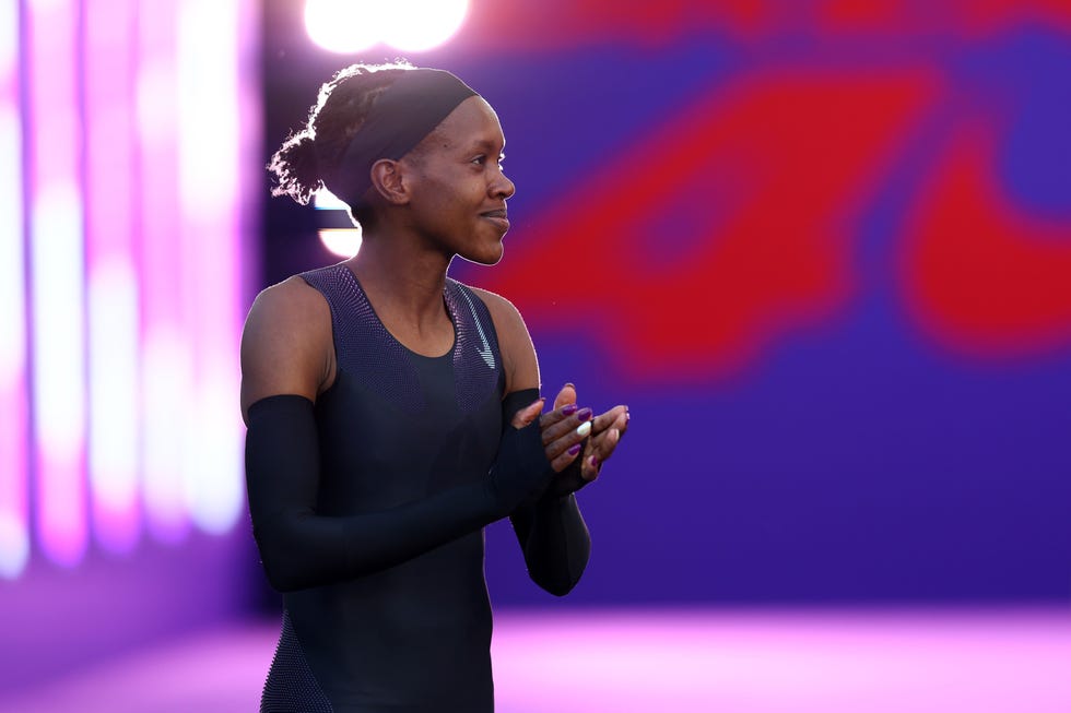 athlete expressing emotion in sports apparel