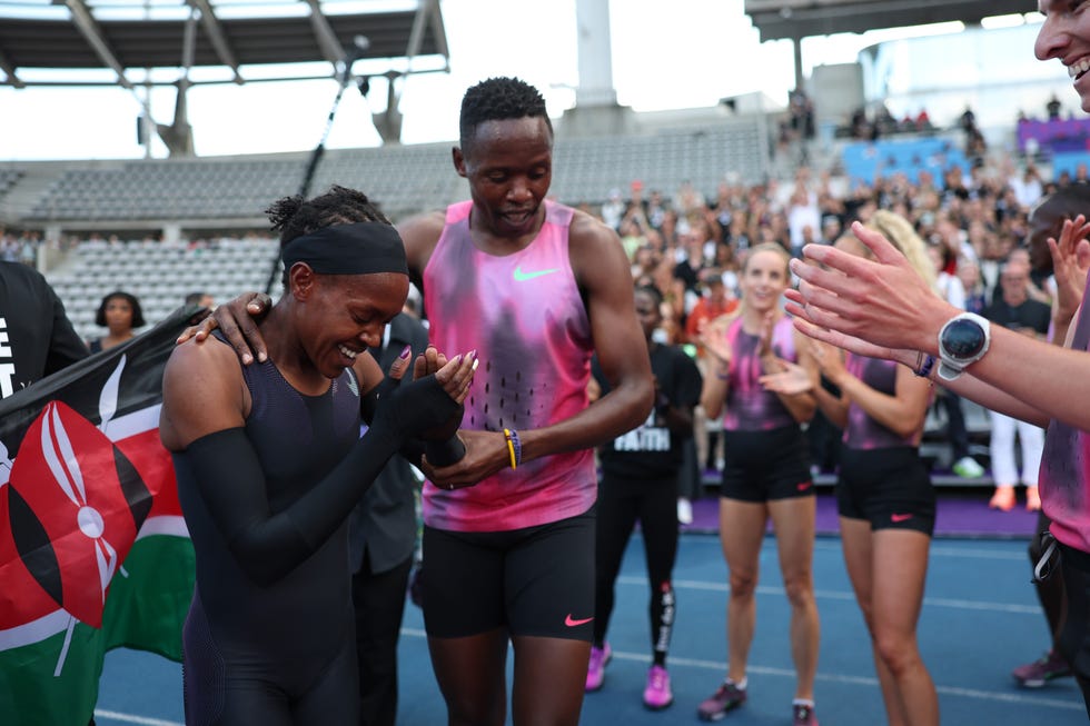 athletes celebrating a victory at a sporting event