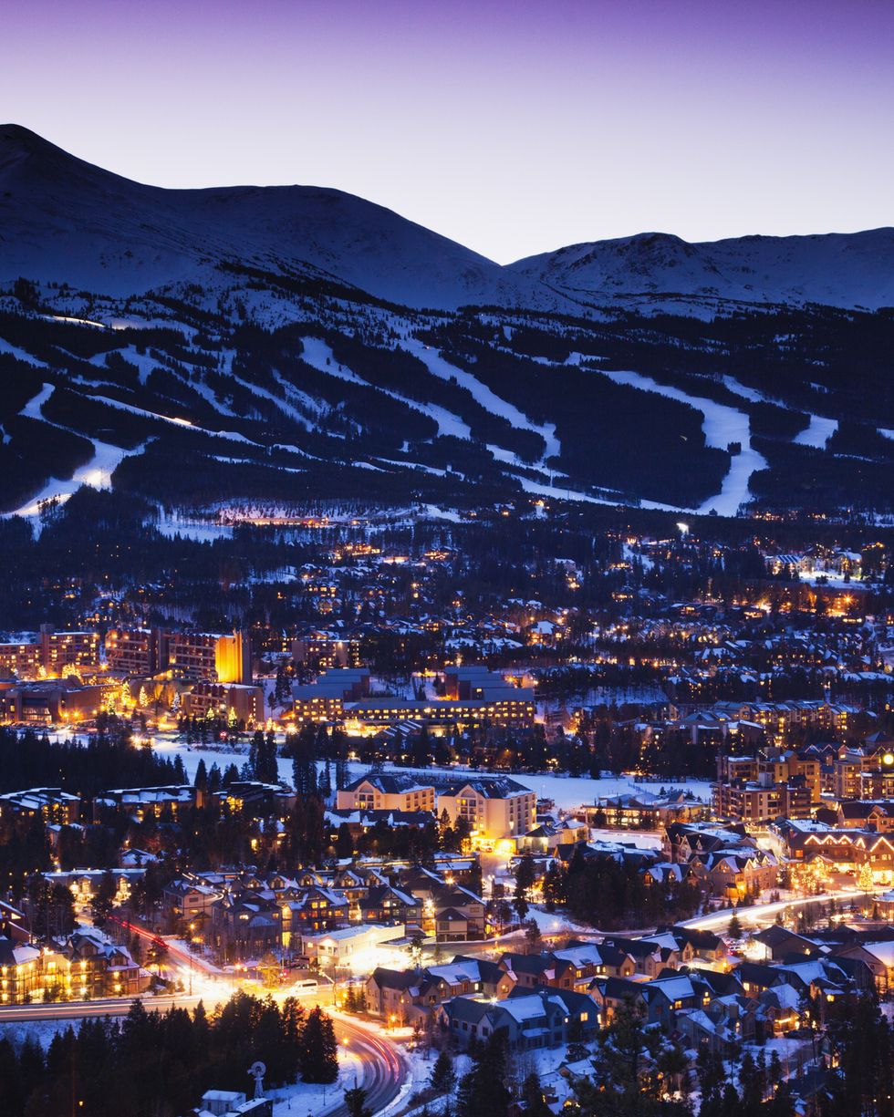best ski resorts breckenridge in evening with lights