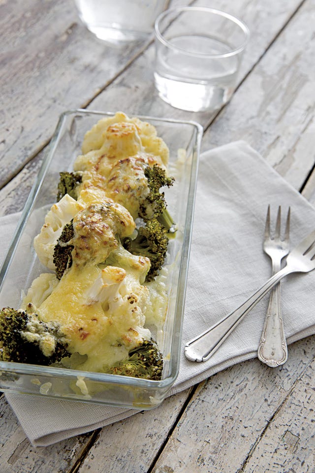 brócoli y coliflor gratinados