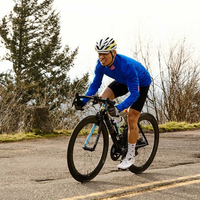 spring 2019 portland blue long sleeve jersey cyclist uphill