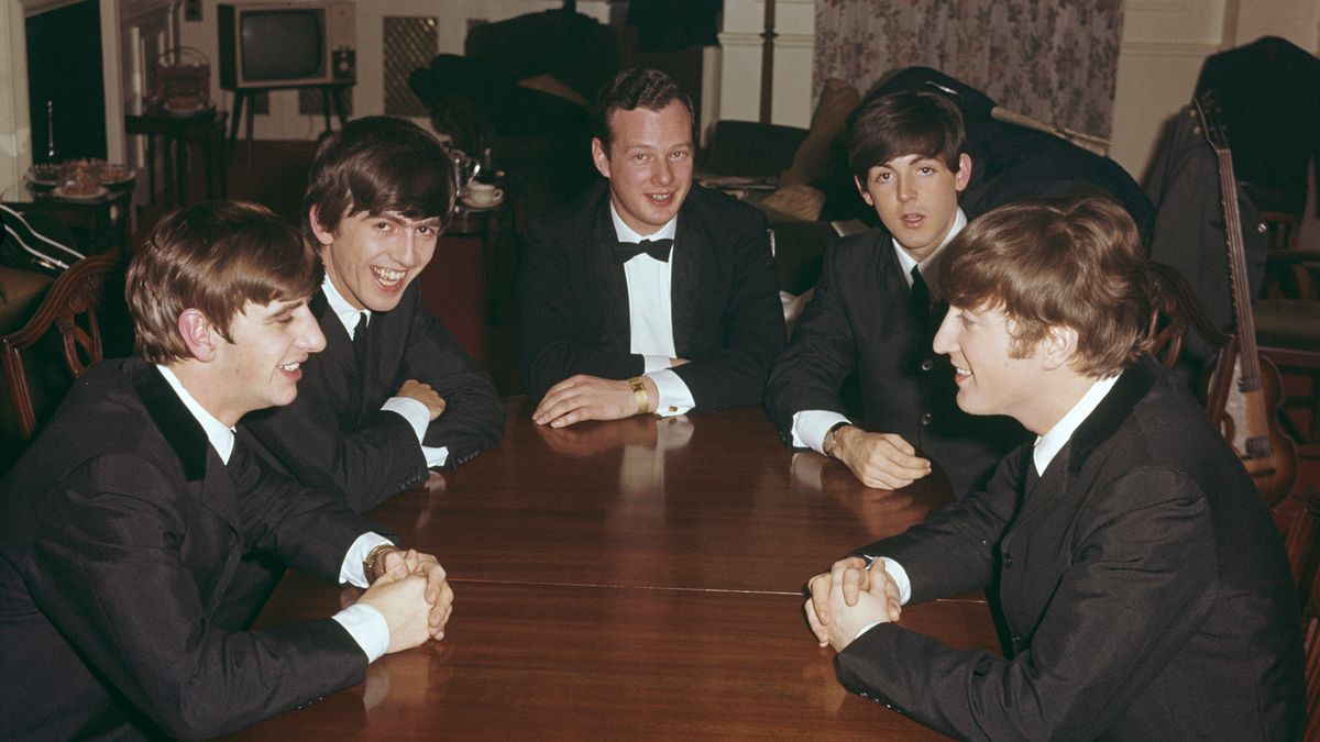 Ringo Starr, George Harrison, Brian Epstein, Paul McCartney and John Lennon