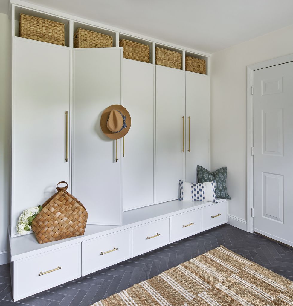 cabinets in a mudroom