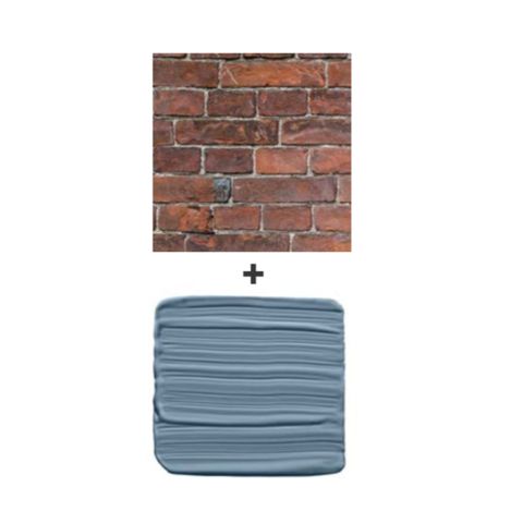 brick and blue paint