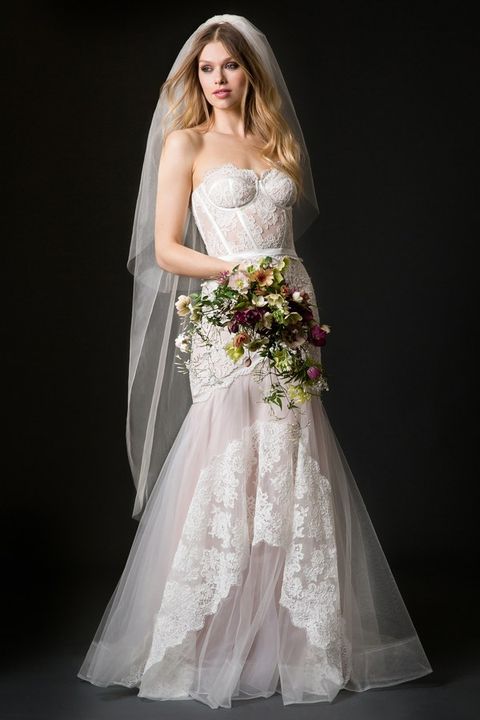 Gown, Wedding dress, Dress, Bride, Clothing, Bridal clothing, Bridal party dress, Bridal accessory, Bouquet, Fashion model, 