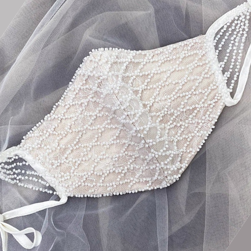 bridal beaded lattice bernadette fashion mask