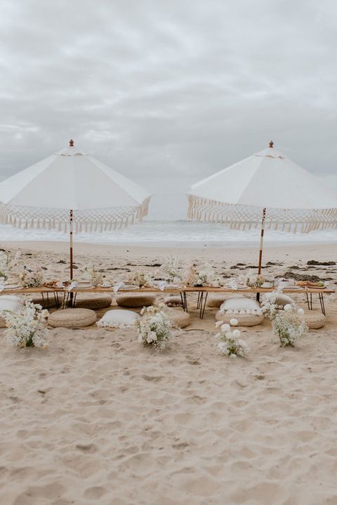 bridal shower on the beach with boho details