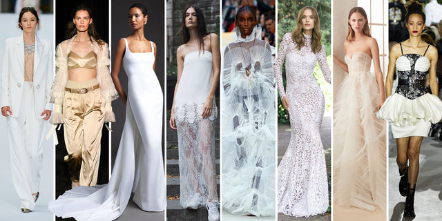 runway to white aisle wedding dress bridesmaid dress inspiration Chanel  wedding suit
