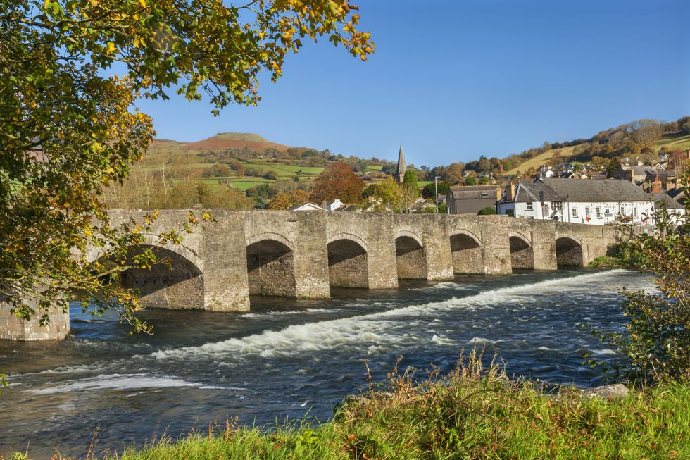 Bridge over River Usk, Crickhowell, Powys, Brecon, Wales, United Kingdom, Europe