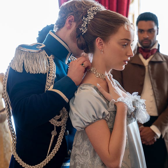 bridgerton l to r freddie stroma as prince friederich, phoebe dynevor as daphne bridgerton and regÉ jean page as simon basset in episode 104 of bridgerton cr liam danielnetflix © 2020