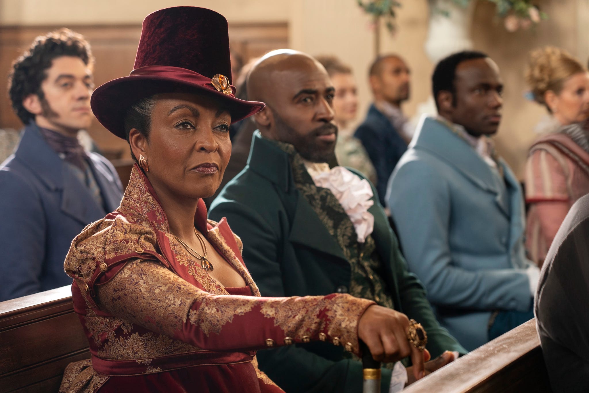 bridgerton l to r adjoa andoh as lady agatha danbury, daniel francis as lord anderson in episode 306 of bridgerton