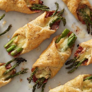 brie, asparagus,  and prosciutto wrapped in puff pastry