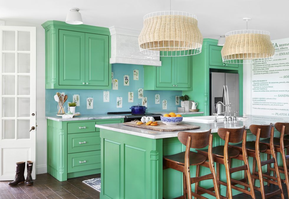 bright green kitchen, paint colors small rooms