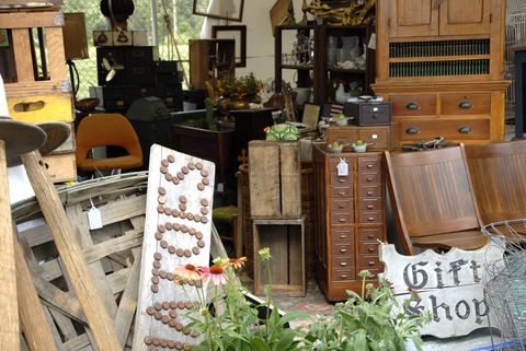 booth full of antique furniture