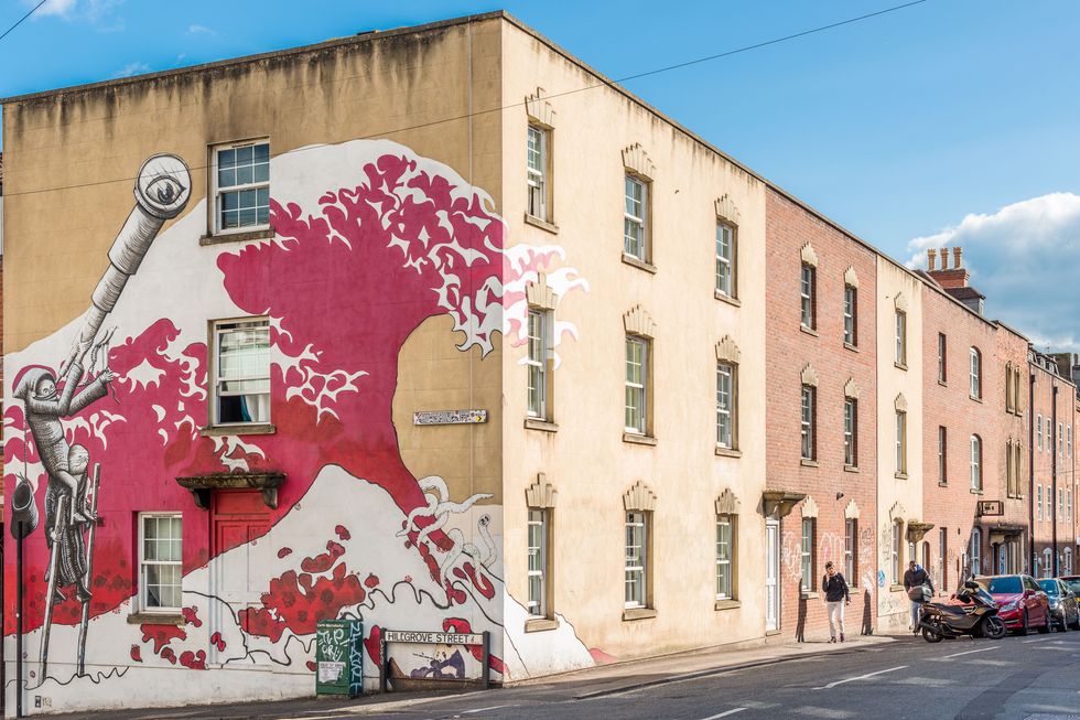 tsunami of roses at stokes croft a colorful district of bristol full of street art avon, england, uk photo by andrew michaeleducation imagesuniversal images group via getty images
