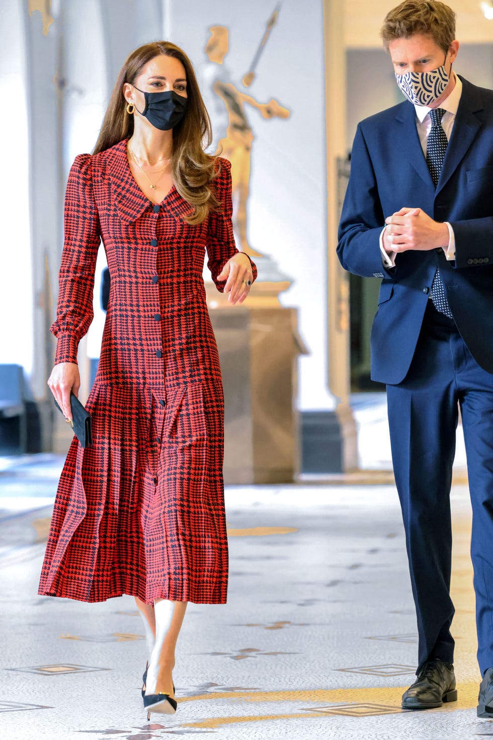 Red Smocked Yoke Shirt Dress, WHISTLES