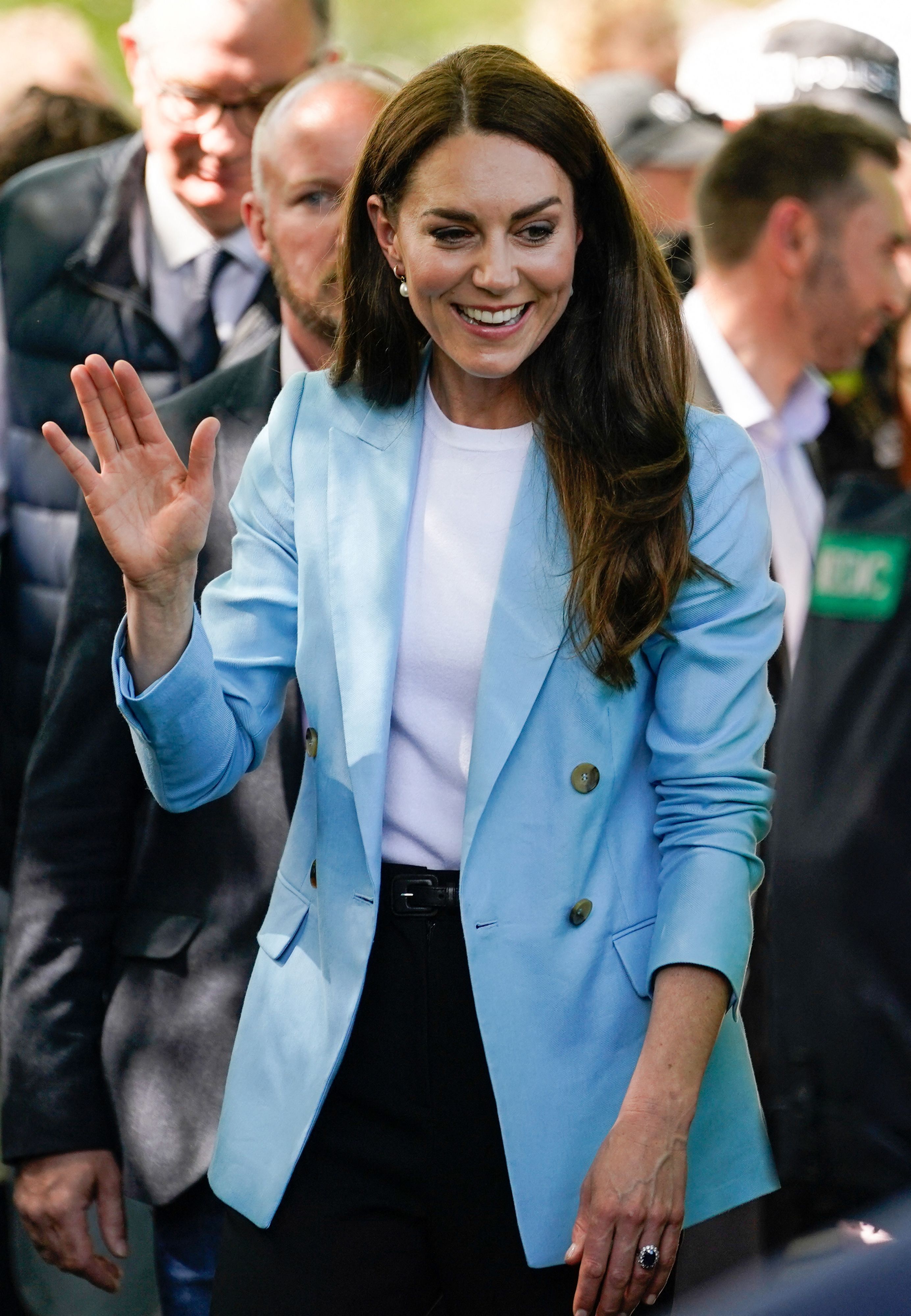 Look Chic in a Baby Blue Coat and a Clutch