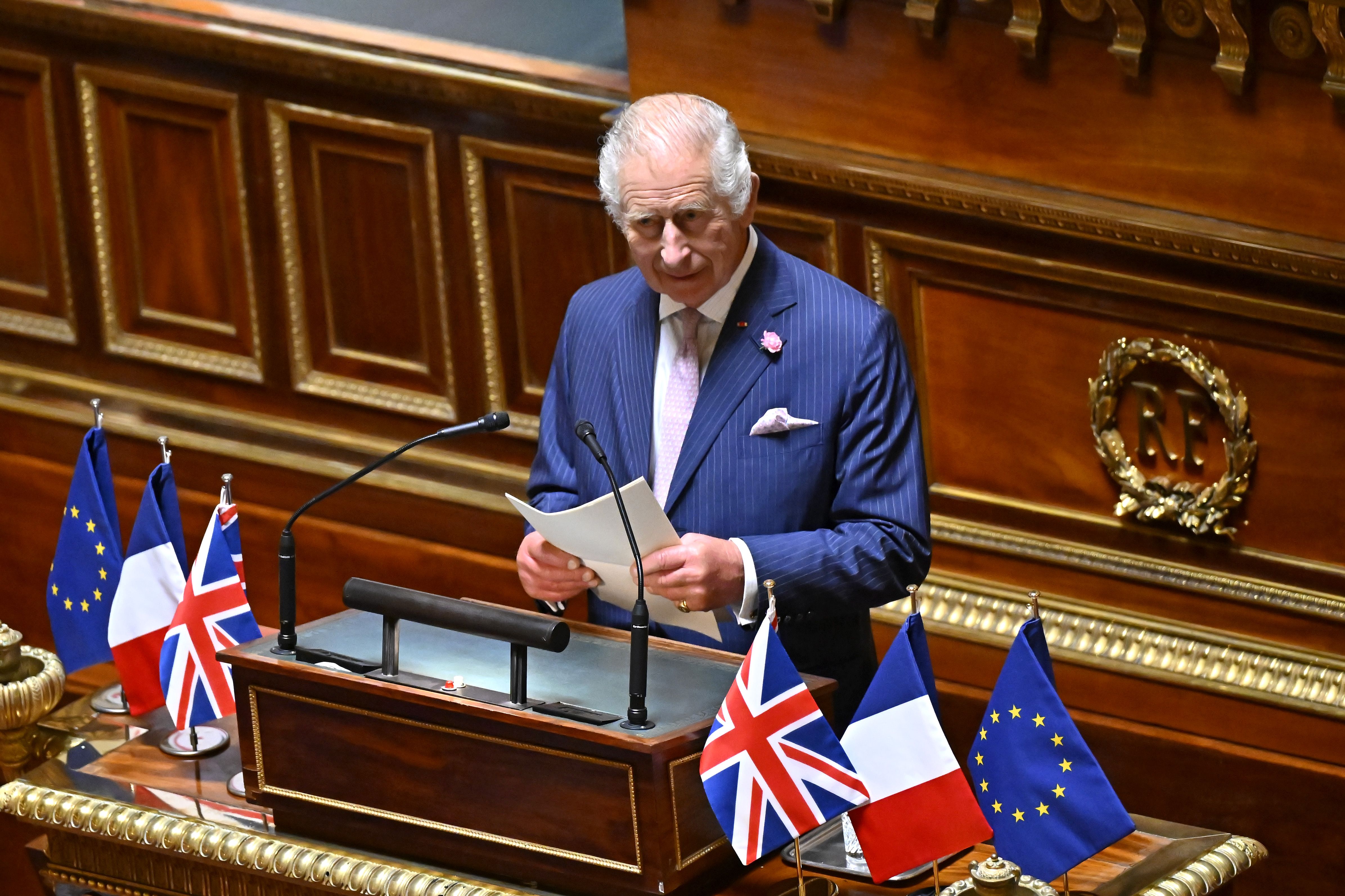 King Charles makes historic speech at French senate