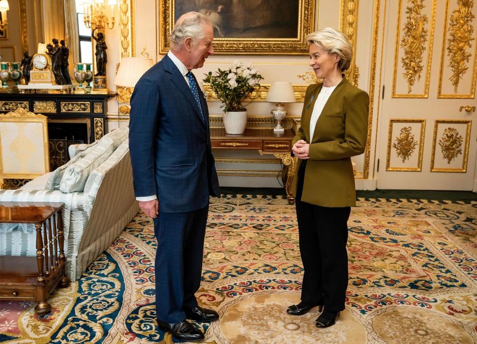king charles iii meets with european commission chief ursula von der leyen during an audience at windsor castle