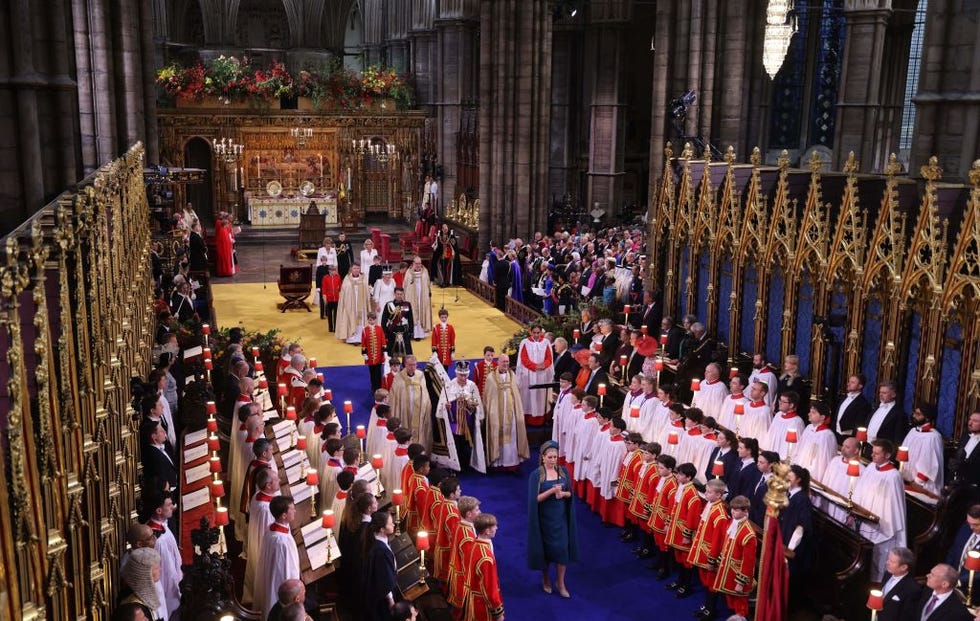 Why is there so much blue and yellow at king charles s coronation 
