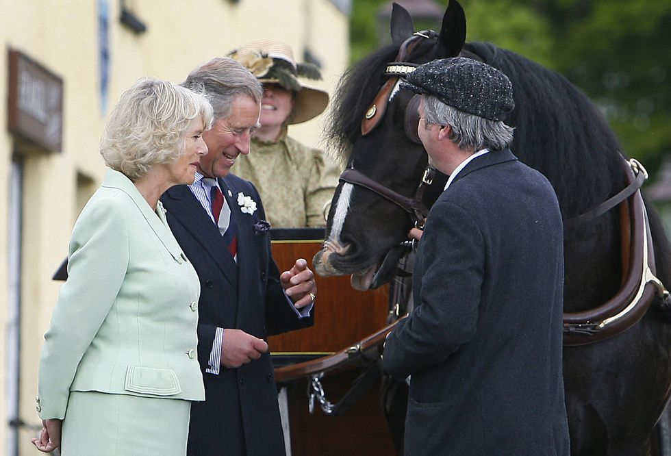 Britain's Prince Charles (2ndL) smiles a...