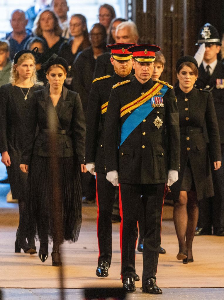 Princess Beatrice and Eugenie Stand Vigil for Queen Elizabeth II