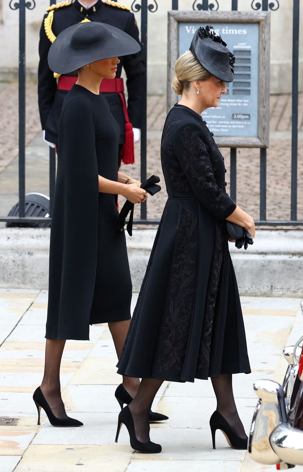 meghan and sophie arriving at the state funeral of queen elizabeth ii