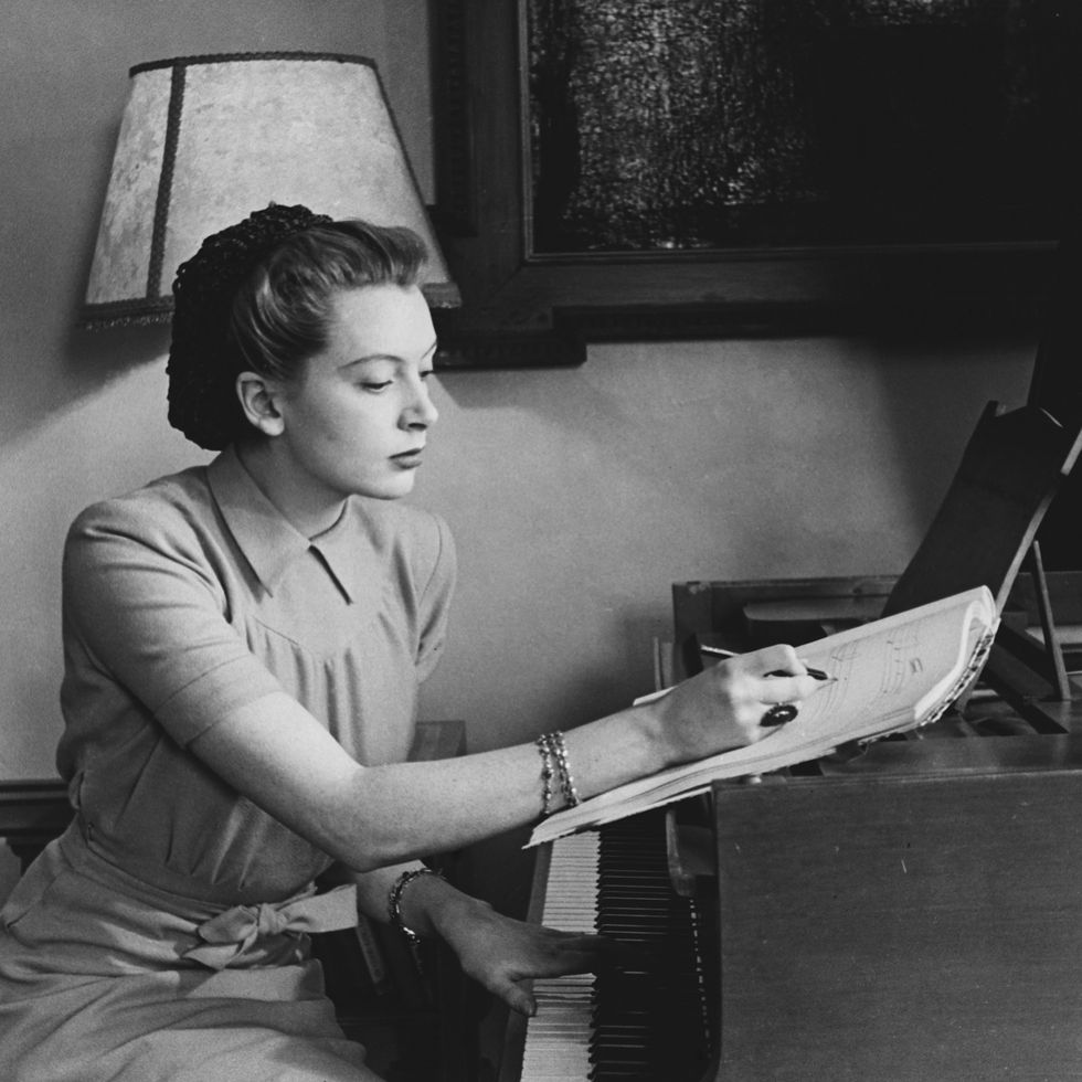 british actress deborah kerr modeling utility clothes for women during world war ii. (photo by © hulton deutsch collection/corbis/corbis via getty images)