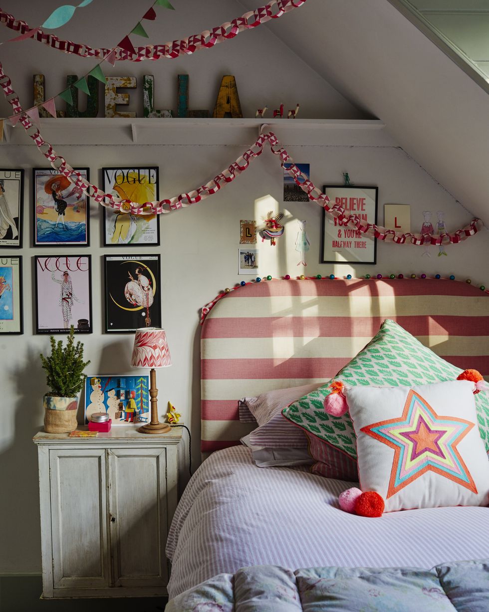 colorful british bedroom