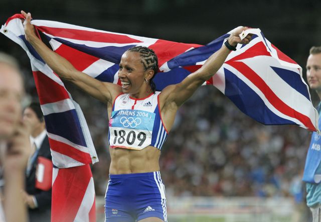 British runner Kelly Holmes after winning the 2004 Athens Olympic Games Womens 1