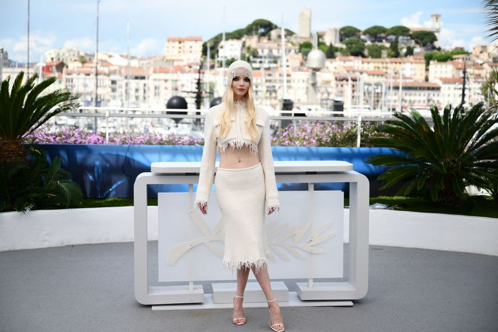 anya taylor joy wearing a swim cap and crop jacket at cannes film festival 2024