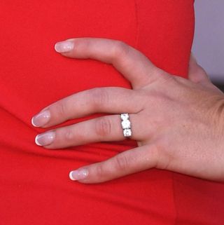 Finger, Nail, Ring, Hand, Red, Wedding ring, Engagement ring, Nail care, Manicure, Nail polish, 