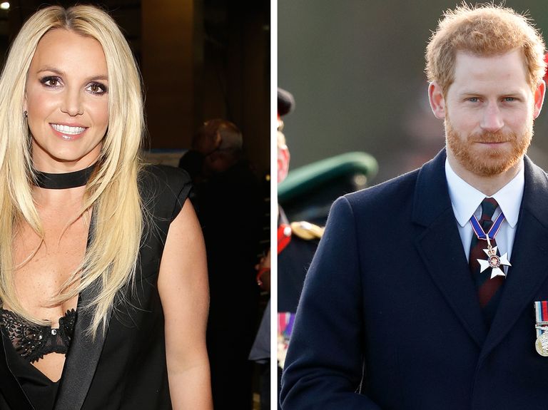 a photo of britney spears next to a photo of prince harry