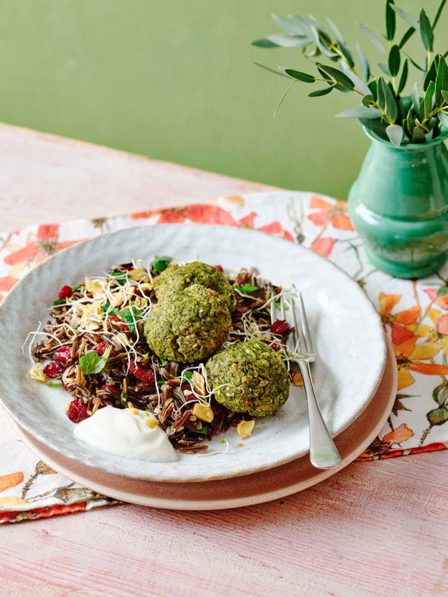 broad bean falafel with wild rice