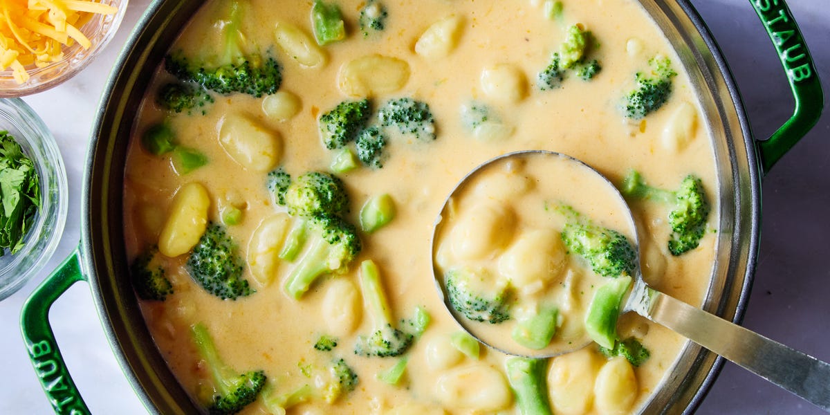 preview for Broccoli Cheddar Gnocchi Soup Is Like Catching Sunshine In A Bowl